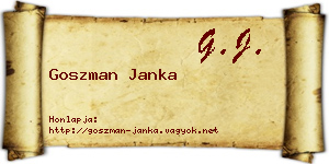 Goszman Janka névjegykártya